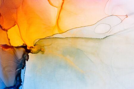 Alcohol Ink Artwork. Modern contemporary art. Abstract colorful background. Hand painted ink texture.の写真素材