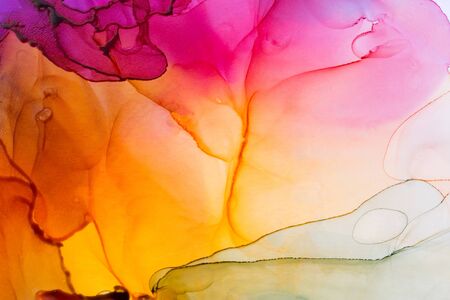 Alcohol Ink Artwork. Modern contemporary art. Abstract colorful background. Hand painted ink texture.の写真素材