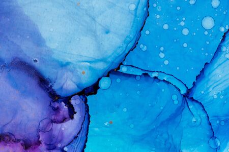 Ocean Sea Abstract background. Alcohol Ink Artwork. Trendy wallpaper amazingly bright,and luminousの写真素材
