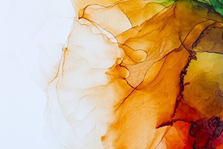 Vibrant Abstract artwork. Trendy wallpaper. Ink colors bright, luminous and translucent. Modern contemporary art.の写真素材