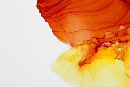 Vibrant Abstract artwork. Trendy wallpaper. Ink colors bright, luminous and translucent. Modern contemporary art.の写真素材