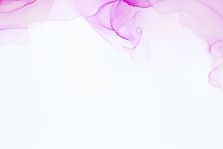 Abstract colorful alcohol ink color pink rose tone on white background. Abstract artwork. Trendy wallpaper.の写真素材
