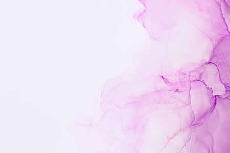 Abstract colorful alcohol ink color pink rose tone on white background. Abstract artwork. Trendy wallpaper.の写真素材