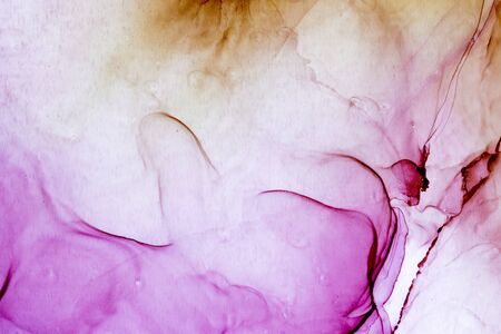 Alcohol ink violet abstract background. Hand painted ink texture. Modern contemporary art.の写真素材