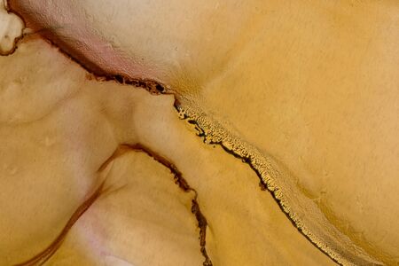 Abstract aerial view of desert landscape. Alcohol Ink Artwork. Modern contemporary art. Hand painted background.の写真素材
