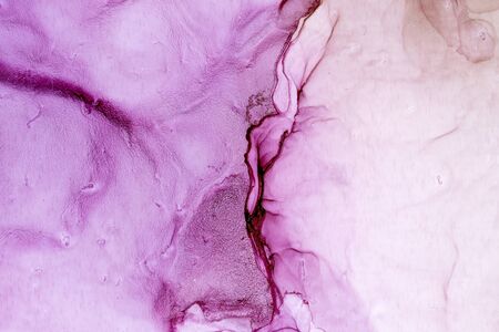 Alcohol ink violet abstract background. Hand painted ink texture. Modern contemporary art.の写真素材