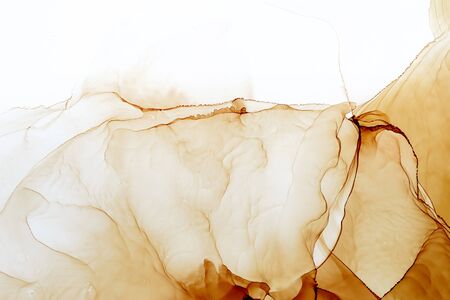 Alcohol Ink Smears on Aluminium. Oriental Ink Painting. Beautiful brown Tones Texture. Shimmering Modern Art. Colorful Artwork. Watercolor Background Texture.の写真素材