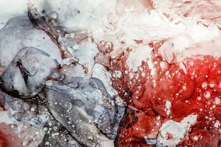 Abstract modern painting background. Contemporary art. Oil and alcohol inks painting on canvas. Mixing of painting techniques.の写真素材