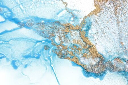 Abstract Ocean Beach Background. Alcohol inks painting on canvas. Modern art. Contemporary art.の写真素材