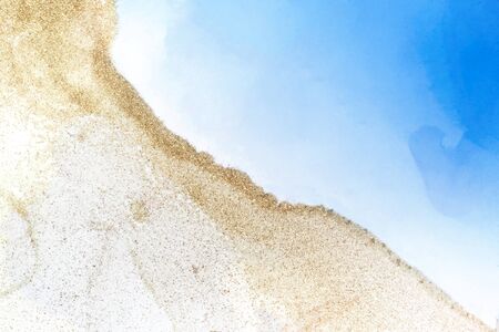 Abstract Ocean Beach Background. Alcohol inks painting on canvas. Modern art. Contemporary art.の写真素材