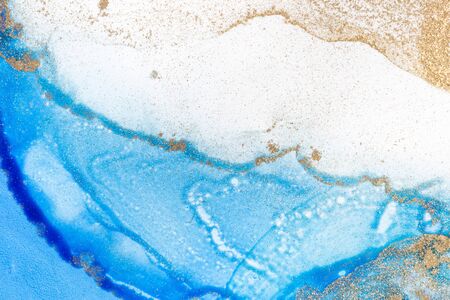 Abstract Ocean Beach Background. Alcohol inks painting on canvas. Modern art. Contemporary art.の写真素材