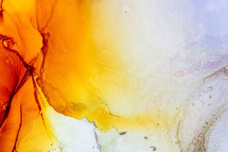 Fresh orange Background. Alcohol inks painting on canvas. Modern art. Abstract Contemporary art.の写真素材