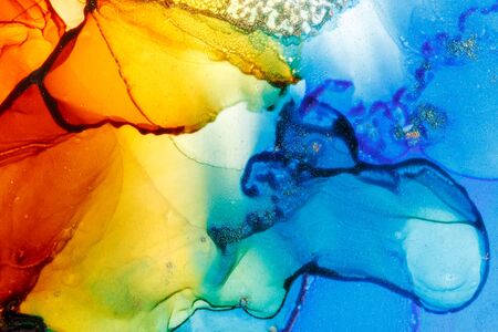 Abstract Colorful Background. Alcohol inks painting on canvas. Modern art. Contemporary art.