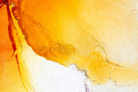 Fresh orange Background. Alcohol inks painting on canvas. Modern art. Abstract Contemporary art.の写真素材