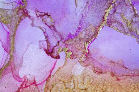 Mystic Alcohol ink Abstract background. Modern art. Abstract artwork. Trendy pink and gold wallpaper.の写真素材