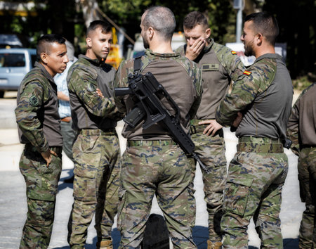 Seville, Spain - May 30, 2019: View of Spanish Army Special Operations Force in service of control during Armed Forces Day in Seville, Spain.のeditorial素材