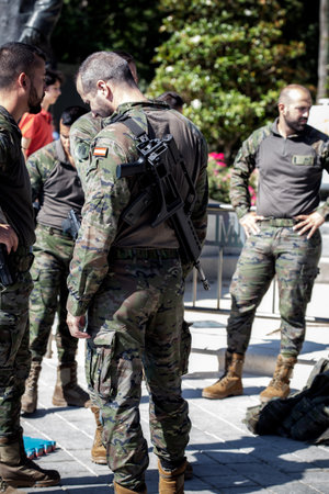 Seville, Spain - May 30, 2019: View of Spanish Army Special Operations Force in service of control during Armed Forces Day in Seville, Spain.のeditorial素材