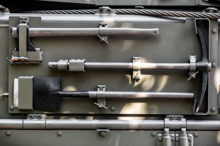Closeup of armored military vehicle.の写真素材