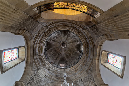 Pontevedra, Spain - August 17, 2019: Pilgrim Virgin Shrine. Interior of the temple. Vault detail.のeditorial素材
