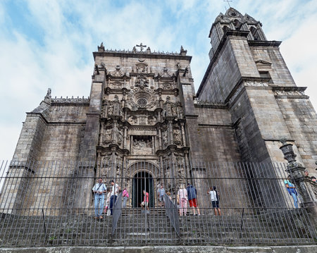 Pontevedra, Spain - August 17, 2019: Basilica of Santa MarÃ­a la Mayor Pontevedra. Galicia. Spain.のeditorial素材