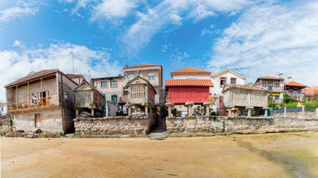 Horreos, Traditional Galician Granary in Fishing village of Combarro.の写真素材