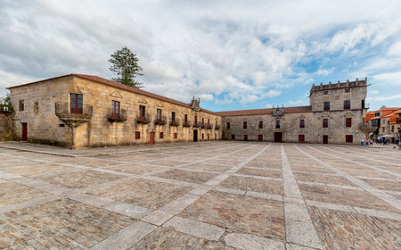 Old market square and nerve center of the city of Cambados. One of the most beautiful squares in Galicia. Tourism in Galicia. The most beautiful spots in Spain.のeditorial素材