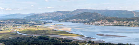 Mouth of the MiÃ±o river from Ancient Celtic Village In Santa Tecla. Pontevedra. Tourism in Galicia. The most beautiful spots in Spain.の写真素材