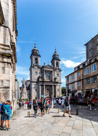Santiago de Compostela, Spain - August 20 2019: Convent of San Francisco. The Convent of San Francisco de ValdediÃ³s was founded by San Francisco de Asis on his visit to Santiago de Compostela in 1214.のeditorial素材