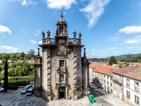 Santiago de Compostela, Spain - August 20 2019: Santiago de Compostela, Spain - August 20 2019: Church of San Fructuoso. The Chapel of Las Angustias (now Parish Church of San Fructuoso) was the work of Lucas Antonio Ferro Caaveiro and was built between 17のeditorial素材
