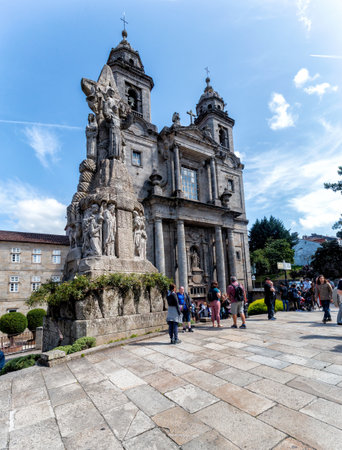 Santiago de Compostela, Spain - August 20 2019: Convent of San Francisco. The Convent of San Francisco de ValdediÃ³s was founded by San Francisco de Asis on his visit to Santiago de Compostela in 1214.のeditorial素材