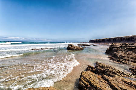 Cathedrals beach. Beautiful beach in Ribadeo. Tourism in Galicia. The most beautiful spots in Spain.の写真素材