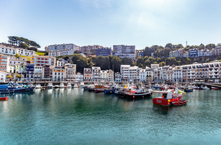Luarca, Spain - August 23 2019: Colorful Fishery Harbor. Luarca. Asturias. Luarca is well known for its beautiful architecture, landscapes, gastronomy and tourist attractions.のeditorial素材