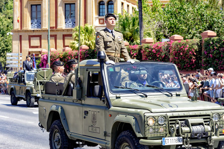 Seville, Spain - June 01, 2019: Veterans of the different corps of the Spanish army during display of Spanish Armed Forces Day in Seville, Spainのeditorial素材