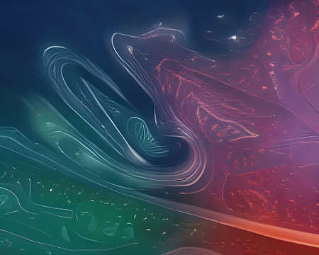 Abstract digital art background with bright vibrant colors. Wavy dynamic abstract background.の写真素材