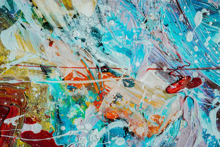 Turquoise sea Contemporary Abstract background with impasto textures. High Detail. palette knife brush strokes. Modern art.の写真素材