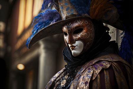 Portrait of a man at the venetian masked ball. Ai generated artの素材