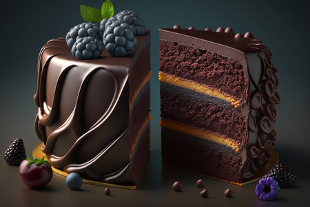 Delicious Chocolate cake dessert. Sweet and Freshly made delicious chocolate cake. ai generated artの素材