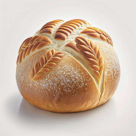 Delicious freshly baked traditional bread isolated on white background. Ai generated artの素材