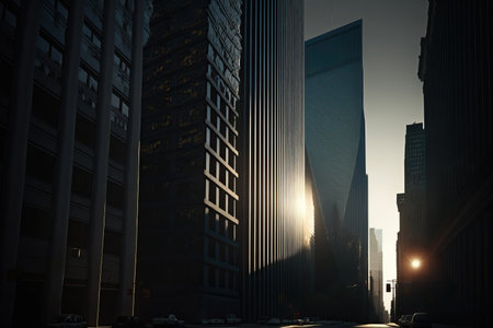 Cinematic scene of New York Cityscape. Illustration digital art background. Ai generated artの素材