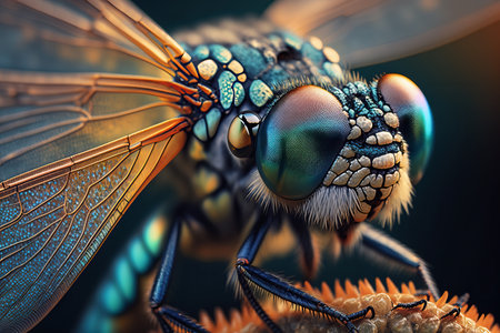 Stunning dragonfly macro portrait. Amazing super detailed nature photography. Ai generated artの素材