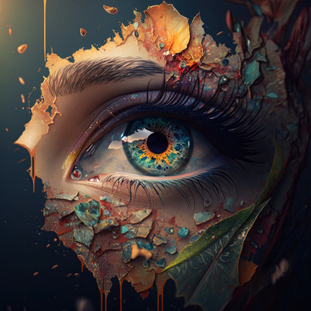 Artistic painting of a beautiful woman's eye. Mixed media Ai generated artの素材