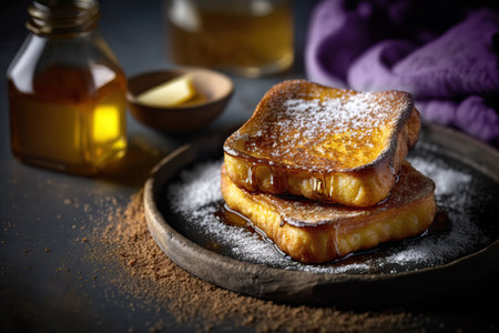 Traditional Spanish torrijas (French toasts). Dessert of Holy Week. Classic Easter Treat in Spain. Generative AIの素材