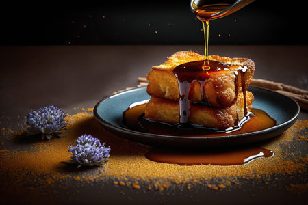 Traditional Spanish torrijas (French toasts). Dessert of Holy Week. Classic Easter Treat in Spain. Generative AIの素材