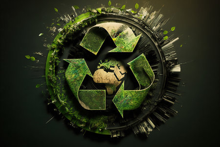 Green recycle world economy icon eco nature concept. Generative Aiの素材
