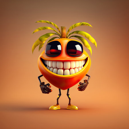 Cute Cartoon oil palm fruit Character. Generative Aiの素材