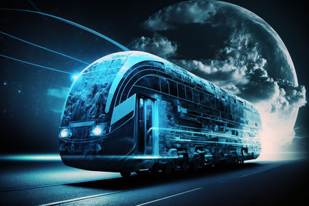 Concept of global business transport. Global logistics network distribution and transportation. Innovation future of transport. Generative Aiの素材