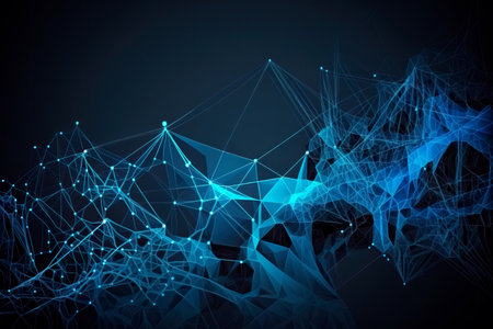 Futuristic digital Technology network concept. Low poly Background with connecting dots and lines. Generative Aiの素材