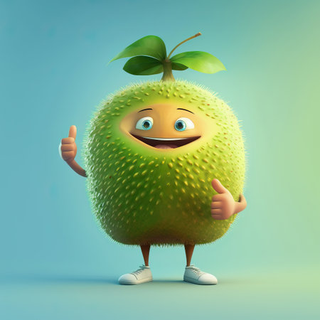 Cute Cartoon Breadfruit Character. Generative Aiの素材