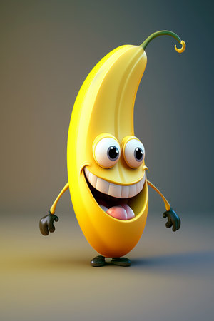 Cute Cartoon banana Character. Generative Aiの素材