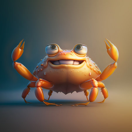 Cute Cartoon crab Character. Generative Aiの素材